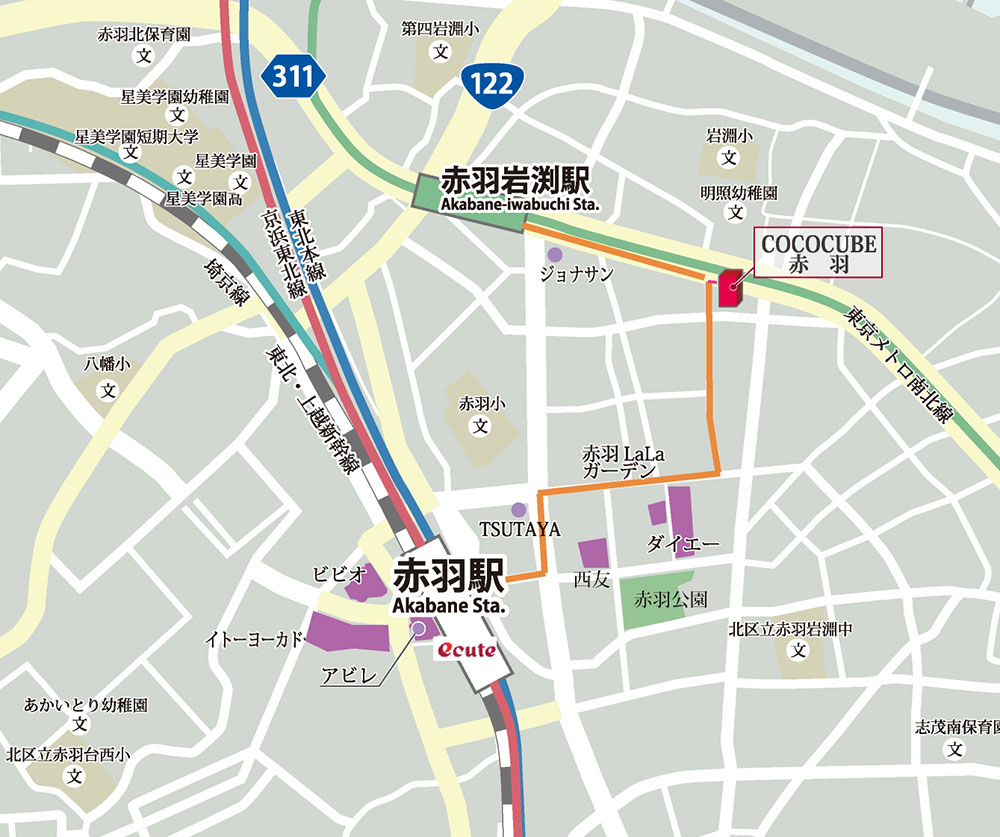 ココキューブ赤羽地図