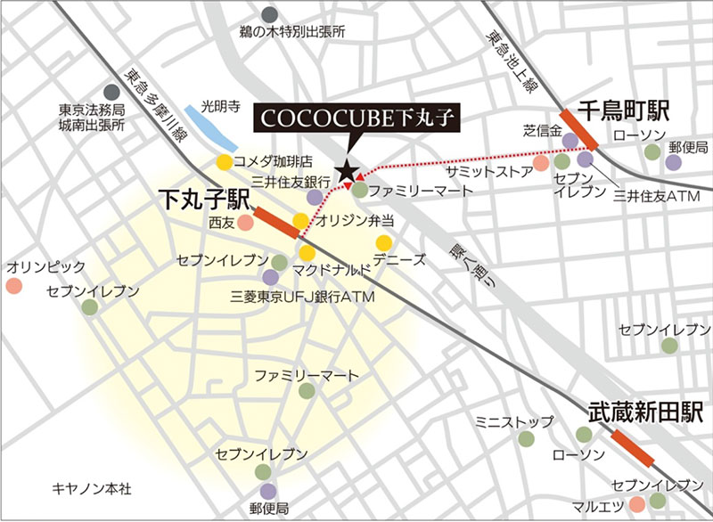 ココキューブ下丸子詳細マップ