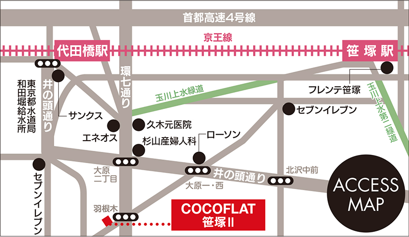 ココフラット笹塚Ⅱ詳細マップ